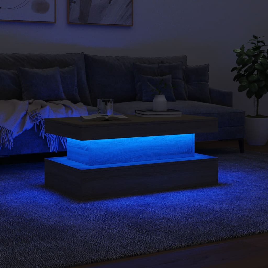 Τραπεζάκι Σαλονιού με LED Sonoma Δρυς 90 x 50 x 40 εκ. - Pakobazaar