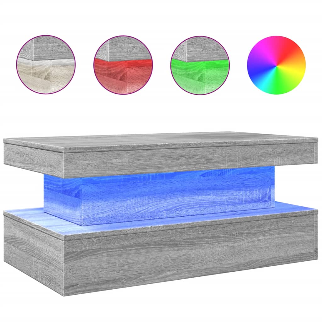 Τραπεζάκι Σαλονιού με LED Γκρι Sonoma 90 x 50 x 40 εκ. - Pakobazaar