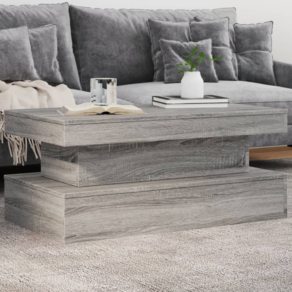 Τραπεζάκι Σαλονιού με LED Γκρι Sonoma 90 x 50 x 40 εκ. - Pakobazaar