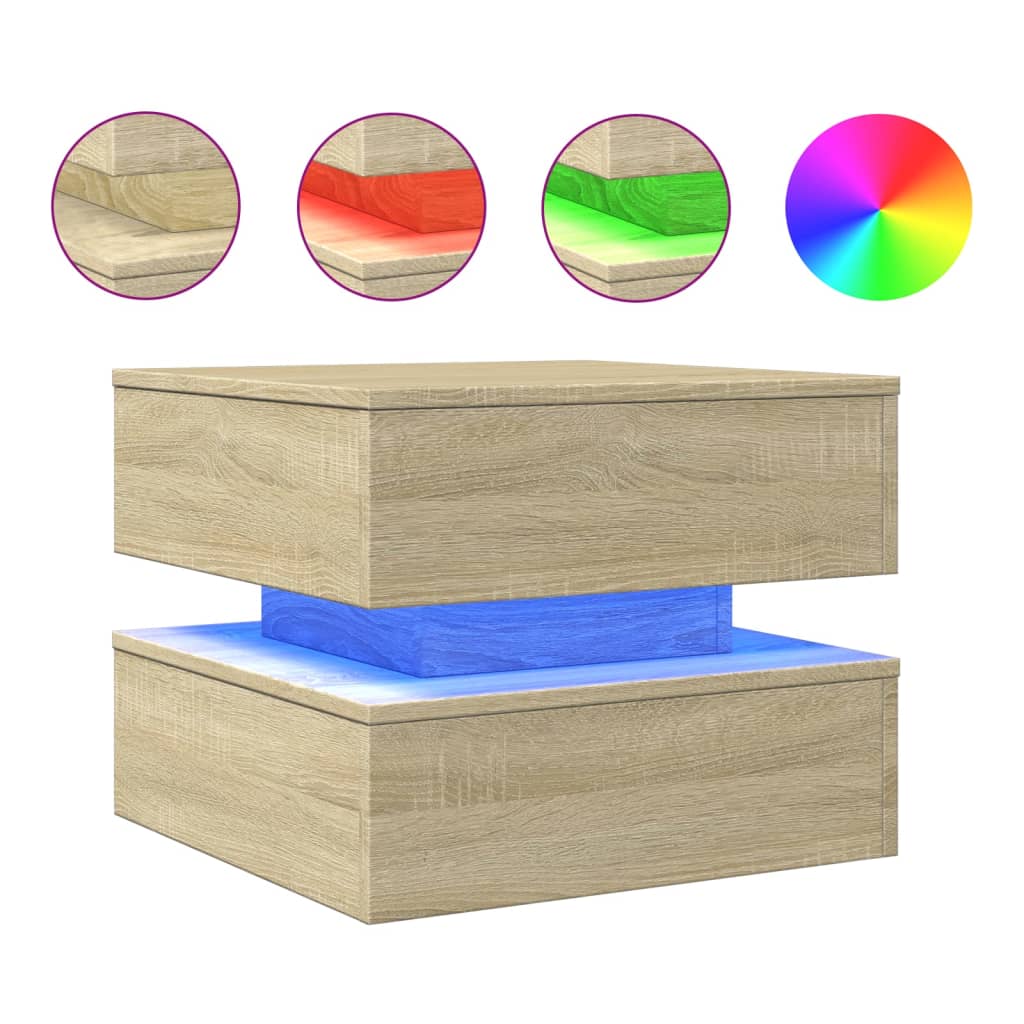 Τραπεζάκι Σαλονιού με LED Sonoma Δρυς 50x50x40 εκ. - Pakobazaar