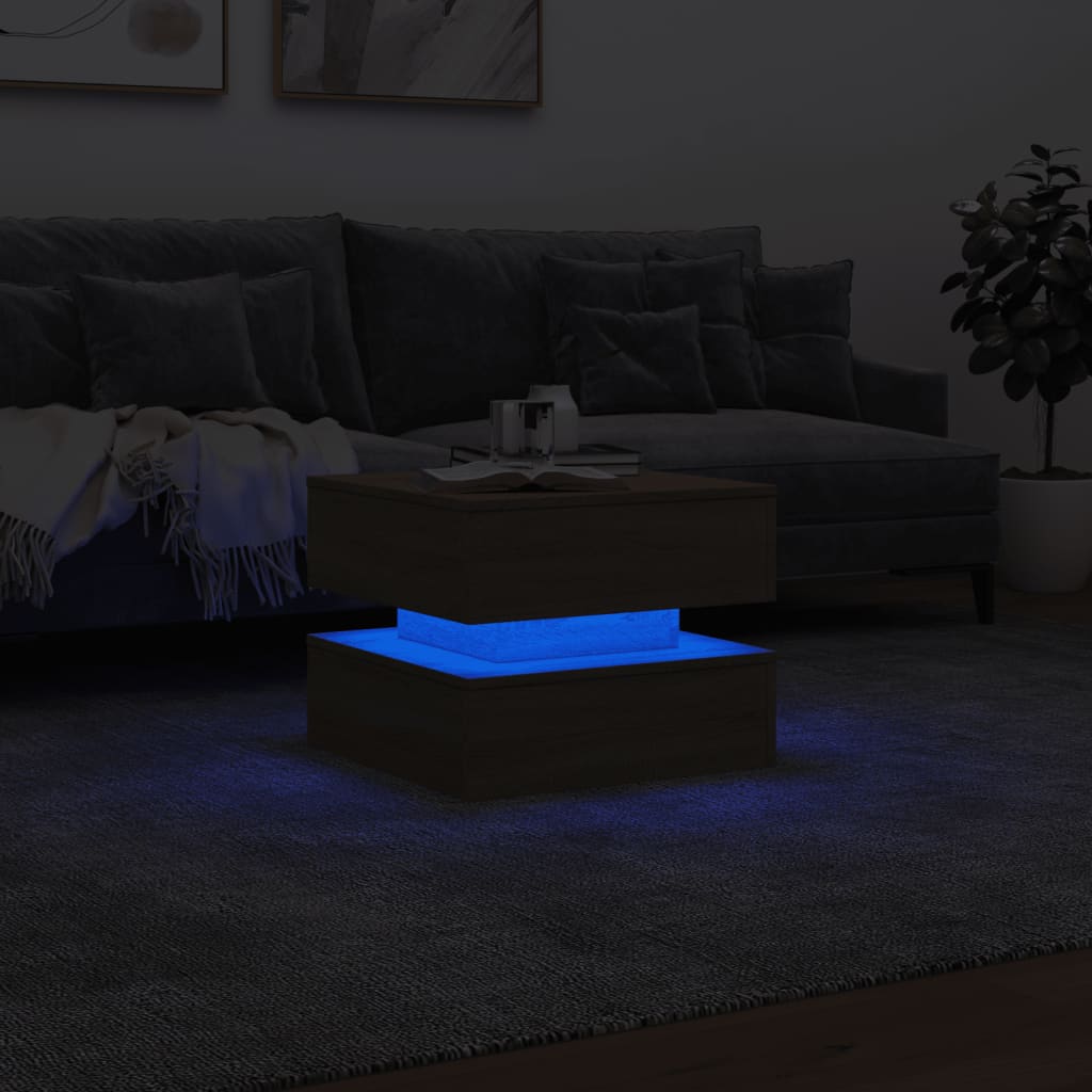 Τραπεζάκι Σαλονιού με LED Sonoma Δρυς 50x50x40 εκ. - Pakobazaar
