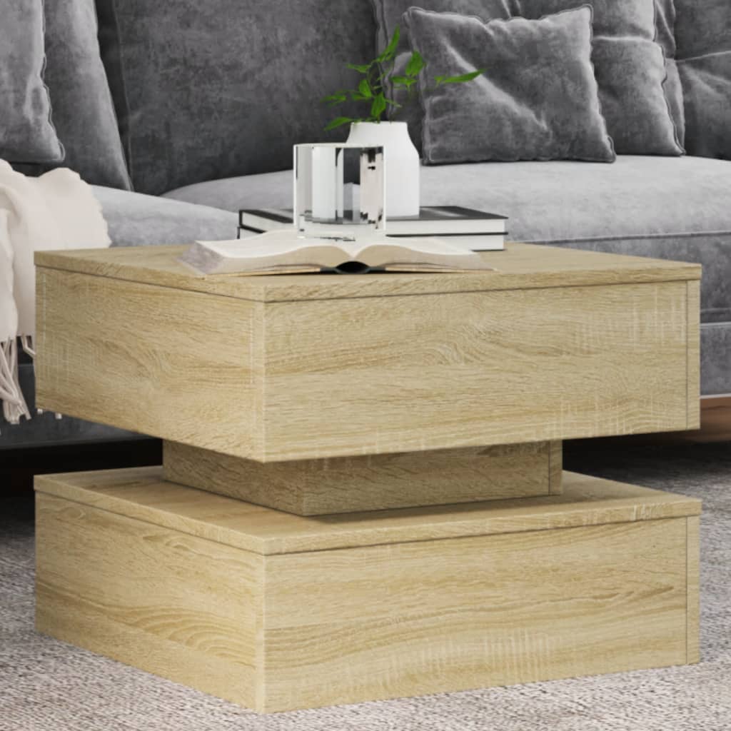Τραπεζάκι Σαλονιού με LED Sonoma Δρυς 50x50x40 εκ. - Pakobazaar