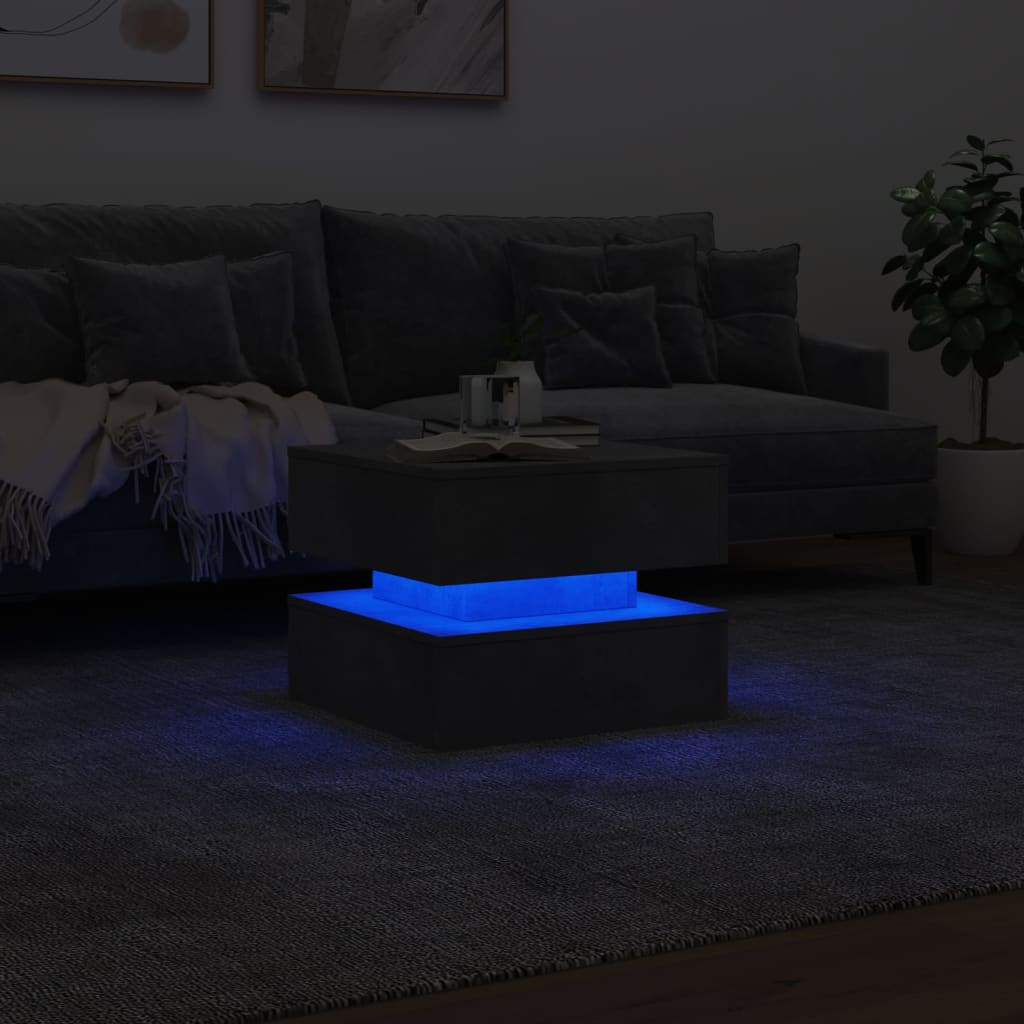 Τραπεζάκι Σαλονιού με LED Γκρι Σκυροδέματος 50 x 50 x 40 εκ. - Pakobazaar