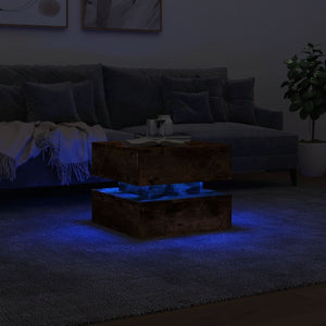 Τραπεζάκι Σαλονιού με LED Καπνιστή δρυς 50x50x40 εκ. - Pakobazaar