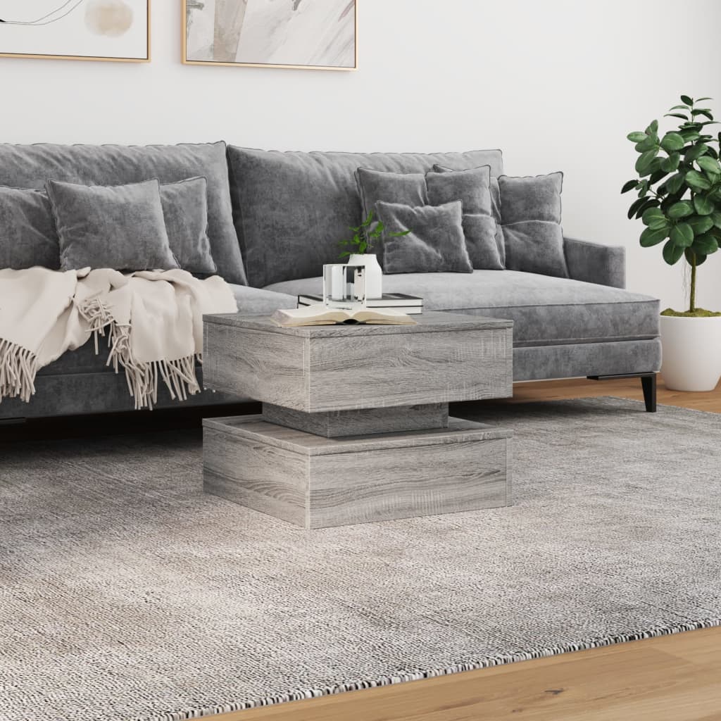 Τραπεζάκι Σαλονιού με LED Γκρι Sonoma 50 x 50 x 40 εκ. - Pakobazaar