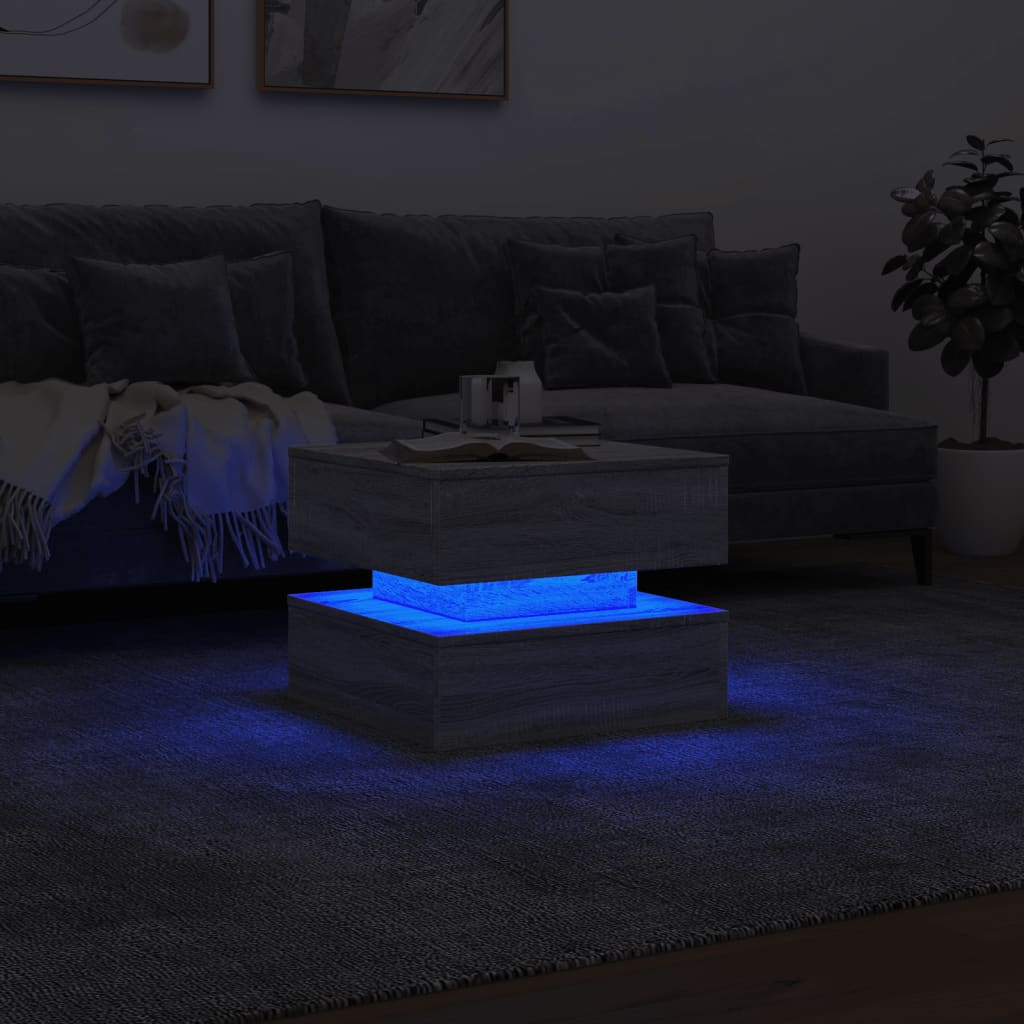 Τραπεζάκι Σαλονιού με LED Γκρι Sonoma 50 x 50 x 40 εκ. - Pakobazaar