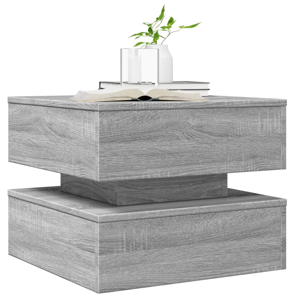Τραπεζάκι Σαλονιού με LED Γκρι Sonoma 50 x 50 x 40 εκ. - Pakobazaar