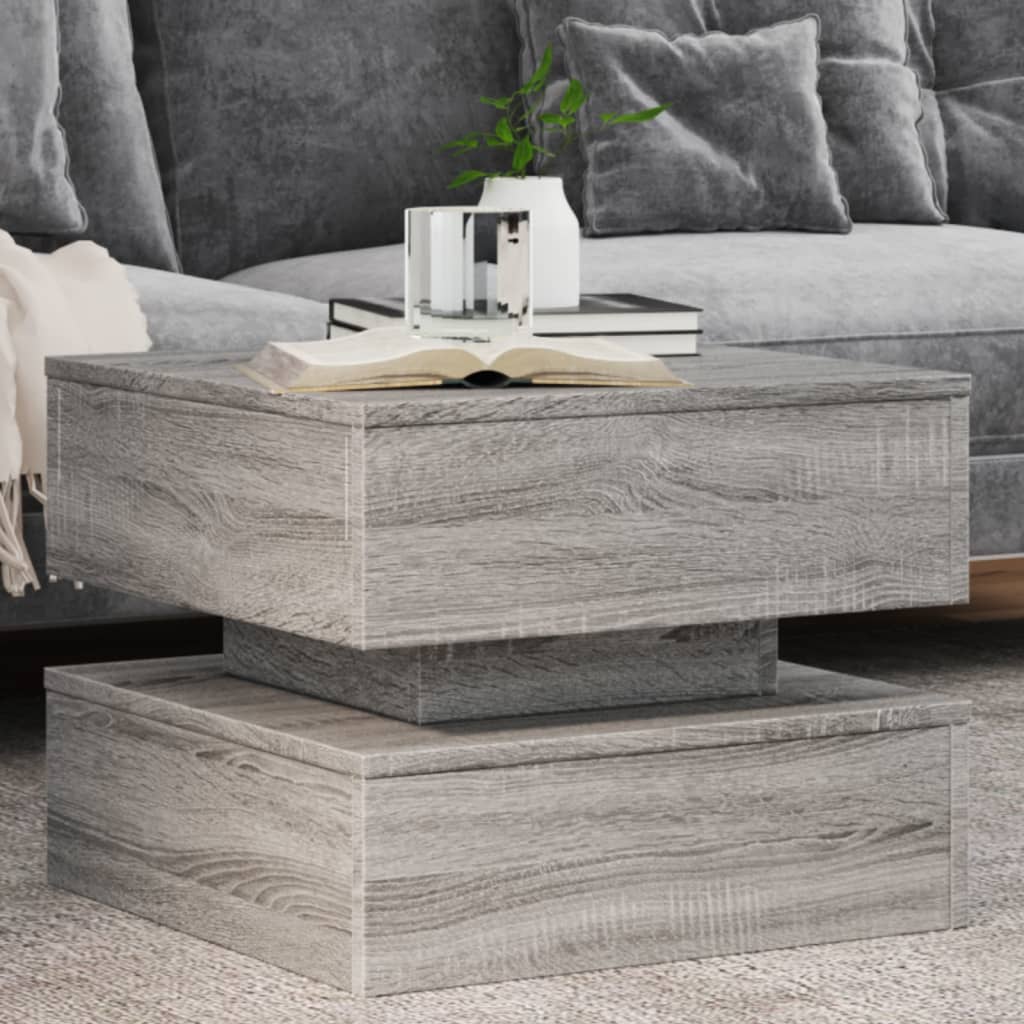 Τραπεζάκι Σαλονιού με LED Γκρι Sonoma 50 x 50 x 40 εκ. - Pakobazaar