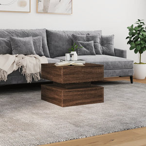 Τραπεζάκι Σαλονιού με LED Καφέ Δρυς 50 x 50 x 40 εκ. - Pakobazaar