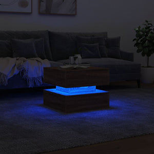 Τραπεζάκι Σαλονιού με LED Καφέ Δρυς 50 x 50 x 40 εκ. - Pakobazaar