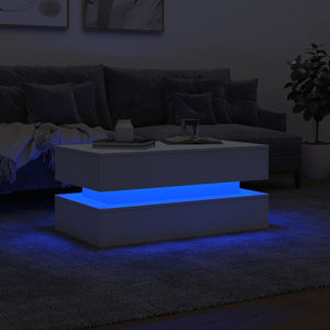 Τραπεζάκι Σαλονιού με LED Λευκό 90 x 50 x 40 εκ. - Pakobazaar