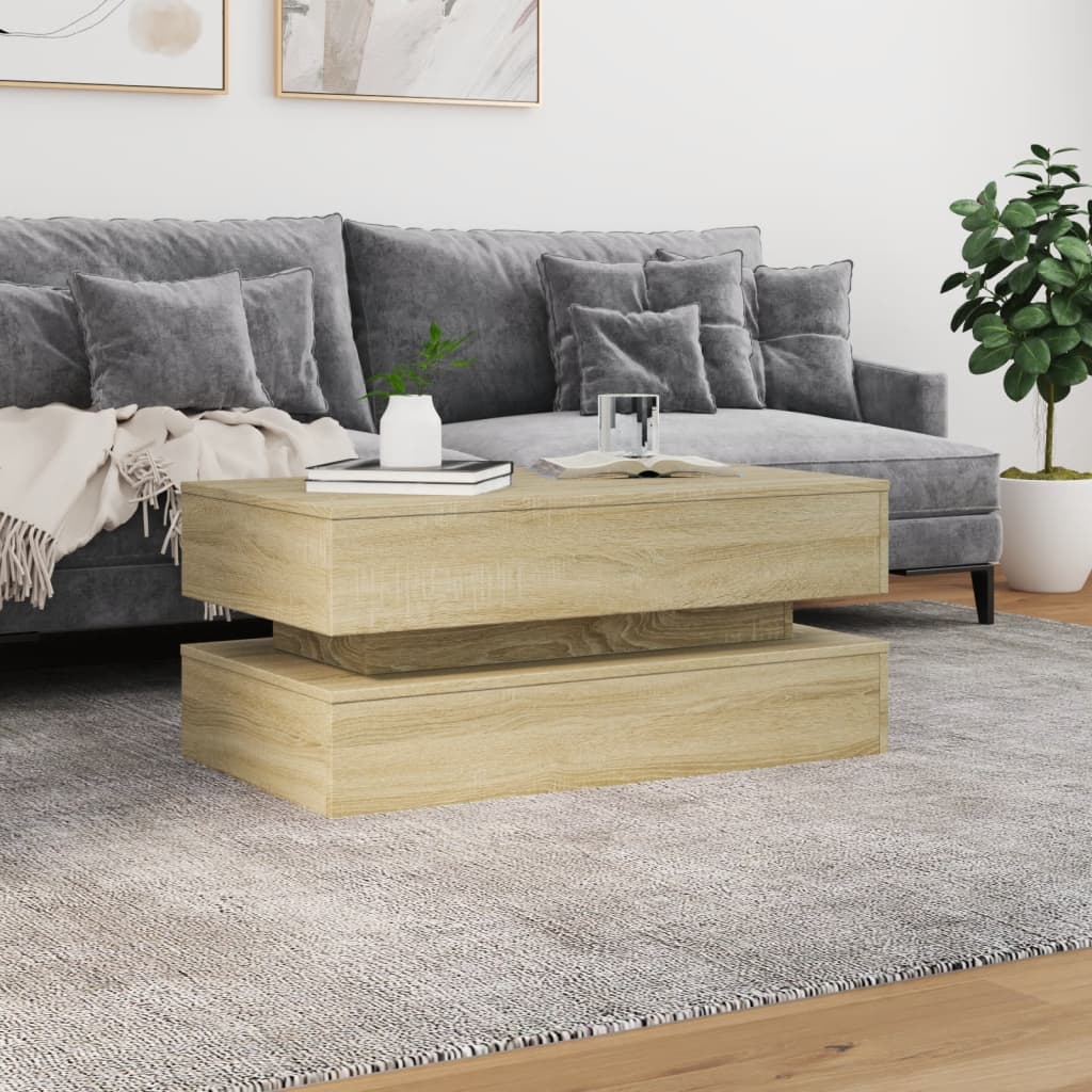 Τραπεζάκι Σαλονιού με LED Sonoma Δρυς 90 x 50 x 40 εκ. - Pakobazaar