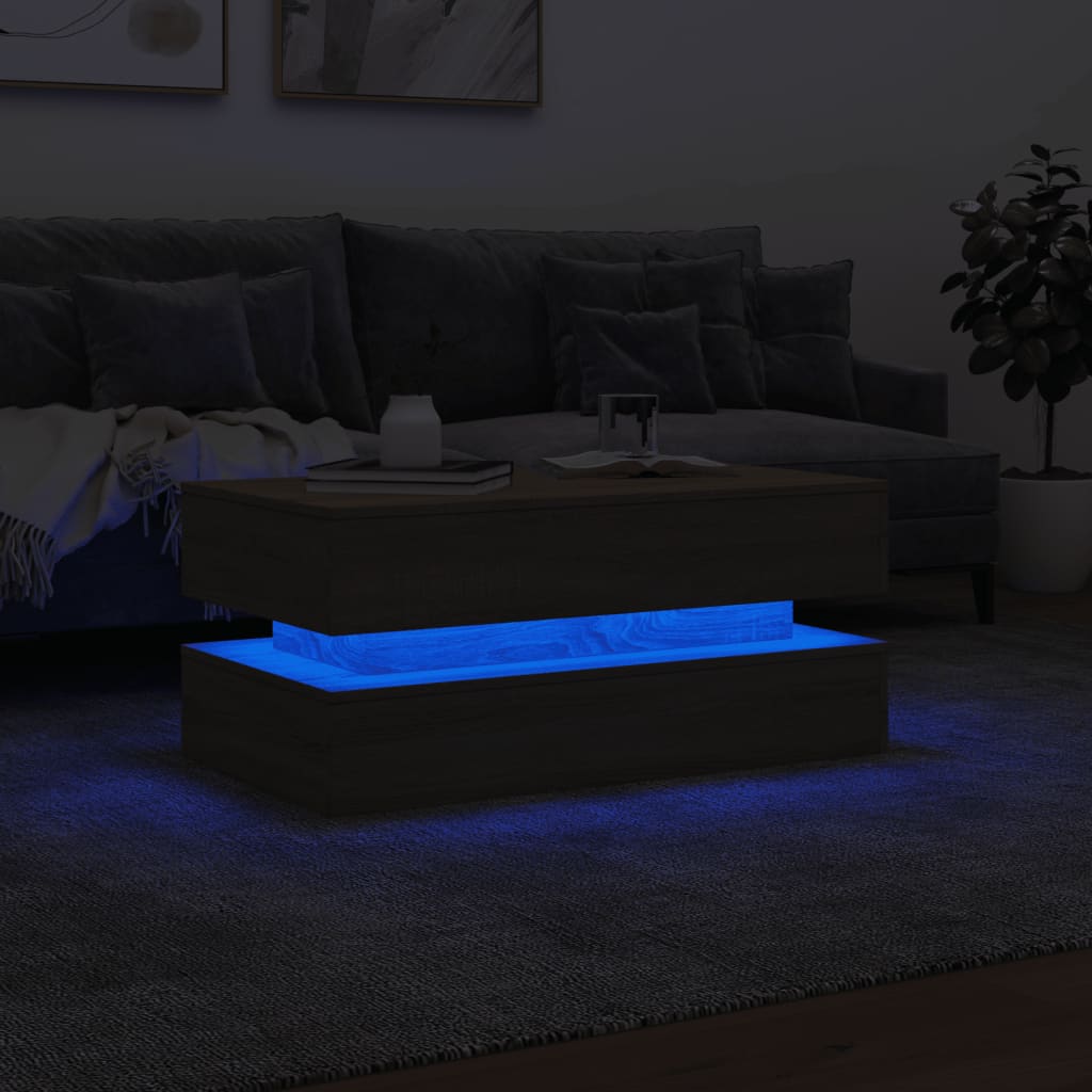 Τραπεζάκι Σαλονιού με LED Sonoma Δρυς 90 x 50 x 40 εκ. - Pakobazaar