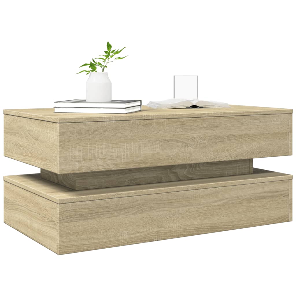Τραπεζάκι Σαλονιού με LED Sonoma Δρυς 90 x 50 x 40 εκ. - Pakobazaar
