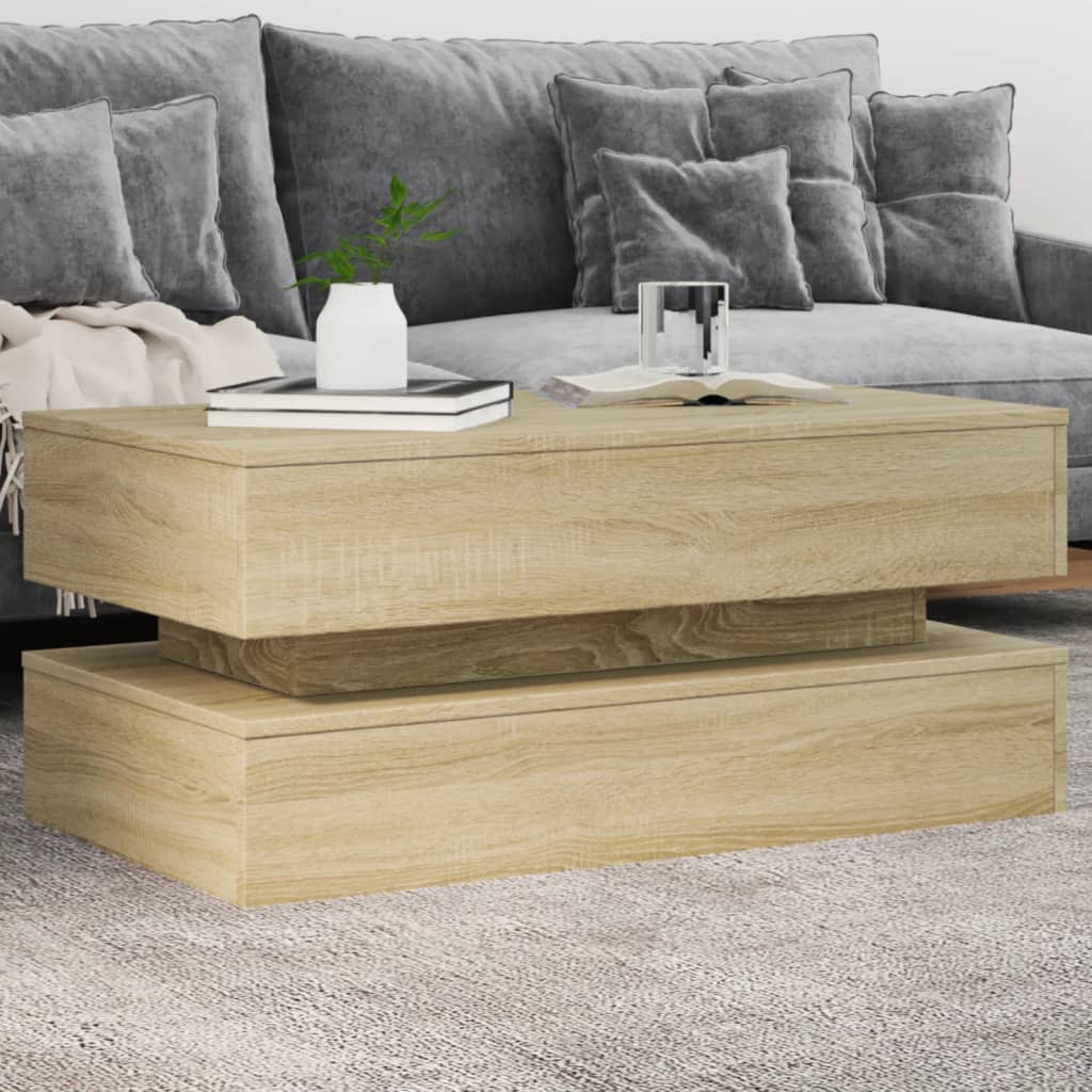 Τραπεζάκι Σαλονιού με LED Sonoma Δρυς 90 x 50 x 40 εκ. - Pakobazaar