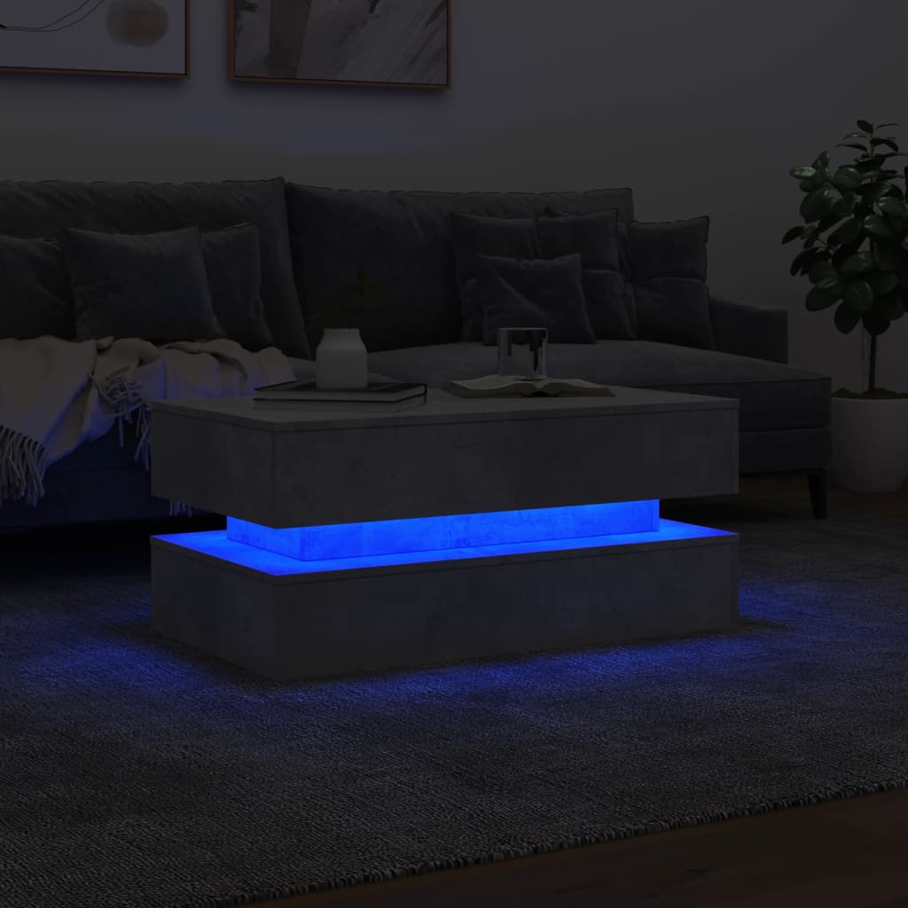 Τραπεζάκι Σαλονιού με LED Γκρι Σκυροδέματος 90 x 50 x 40 εκ. - Pakobazaar