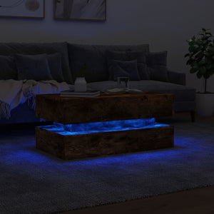 Τραπεζάκι Σαλονιού με LED Καπνιστή Δρυς 90 x 50 x 40 εκ. - Pakobazaar