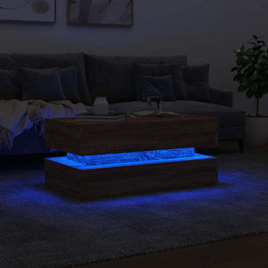 Τραπεζάκι Σαλονιού με LED Καφέ Δρυς 90 x 50 x 40 εκ.