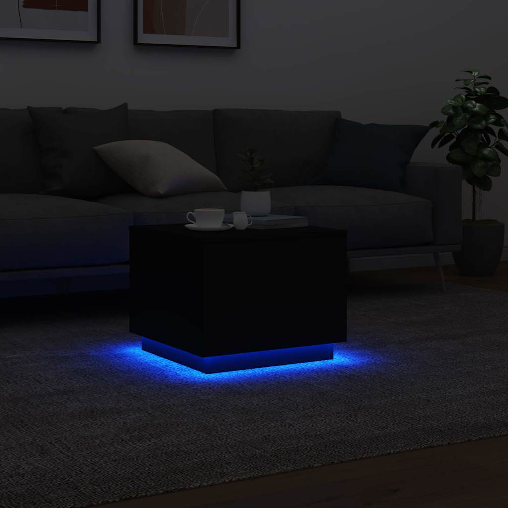Τραπεζάκι Σαλονιού με LED Μαύρο 50 x 50 x 40 εκ. - Pakobazaar