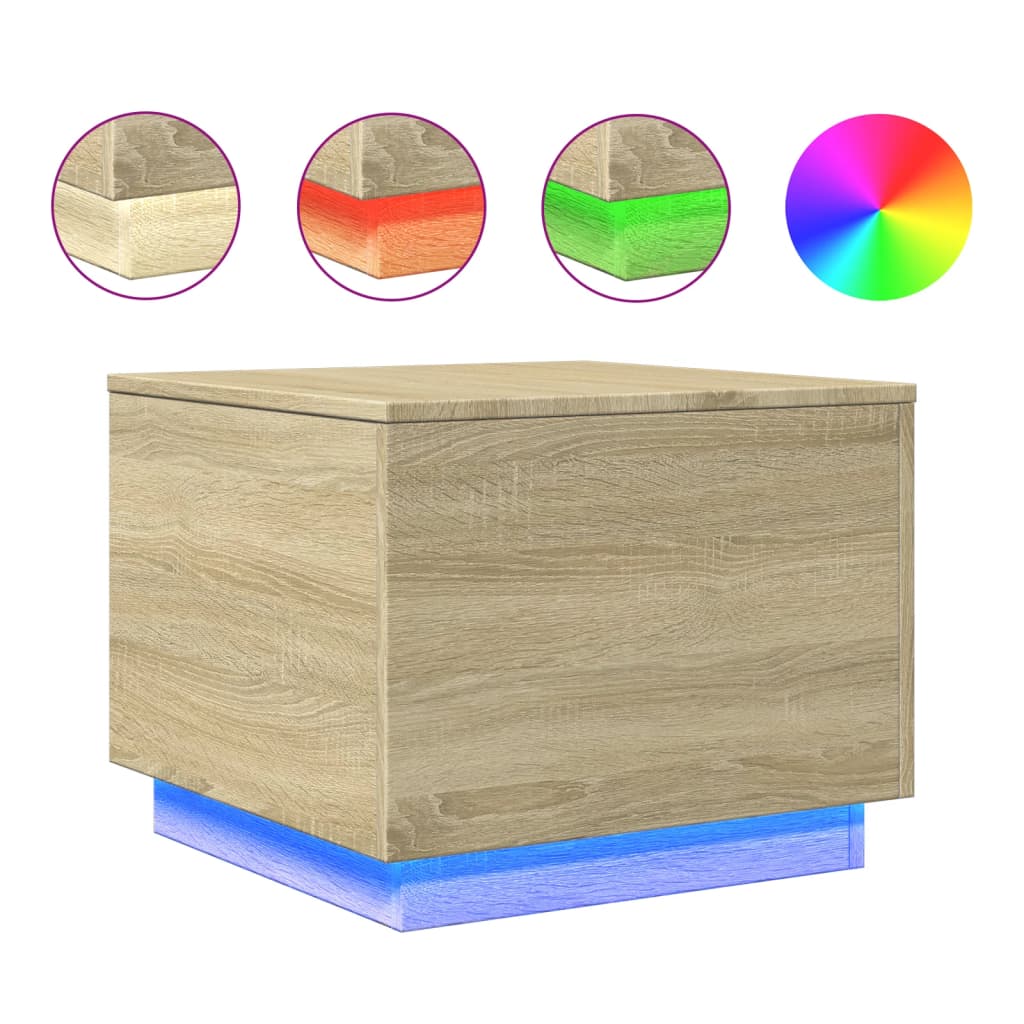 Τραπεζάκι Σαλονιού με LED Sonoma Δρυς 50x50x40 εκ. - Pakobazaar