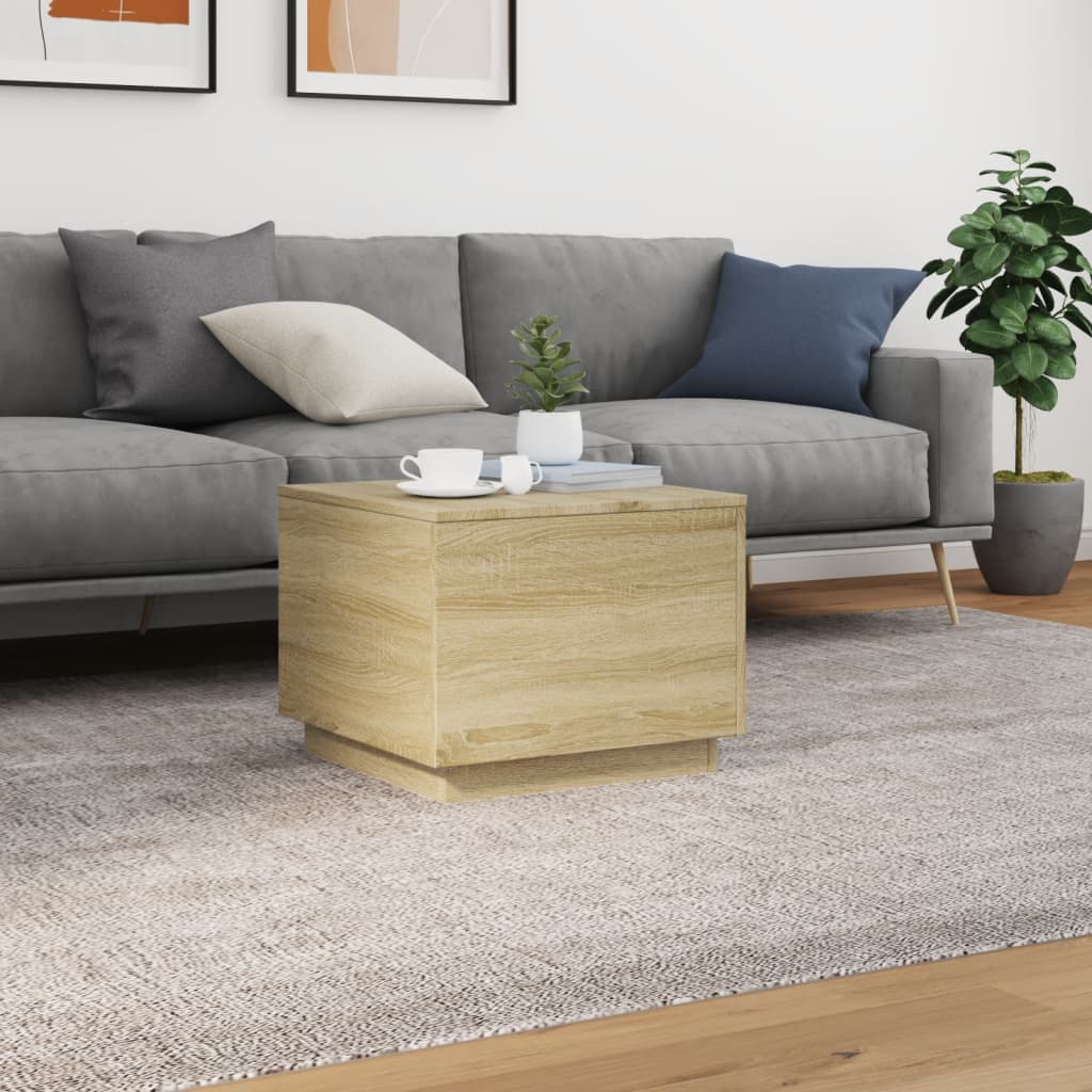 Τραπεζάκι Σαλονιού με LED Sonoma Δρυς 50x50x40 εκ. - Pakobazaar
