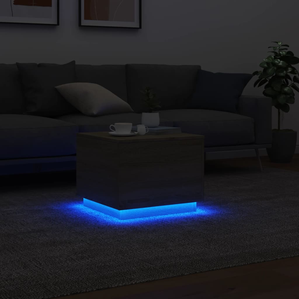 Τραπεζάκι Σαλονιού με LED Sonoma Δρυς 50x50x40 εκ. - Pakobazaar