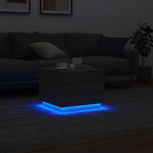 Τραπεζάκι Σαλονιού με LED Sonoma Δρυς 50x50x40 εκ. - Pakobazaar