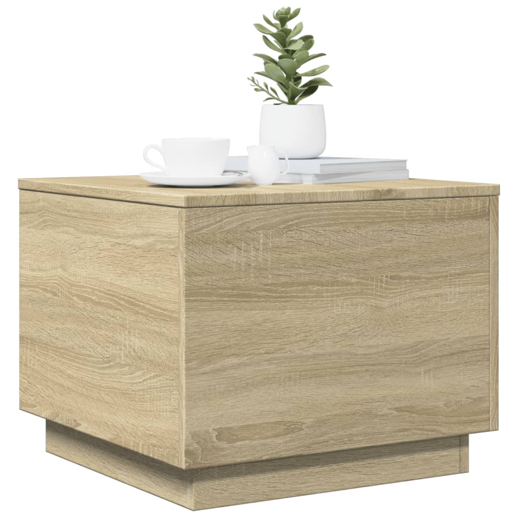 Τραπεζάκι Σαλονιού με LED Sonoma Δρυς 50x50x40 εκ. - Pakobazaar
