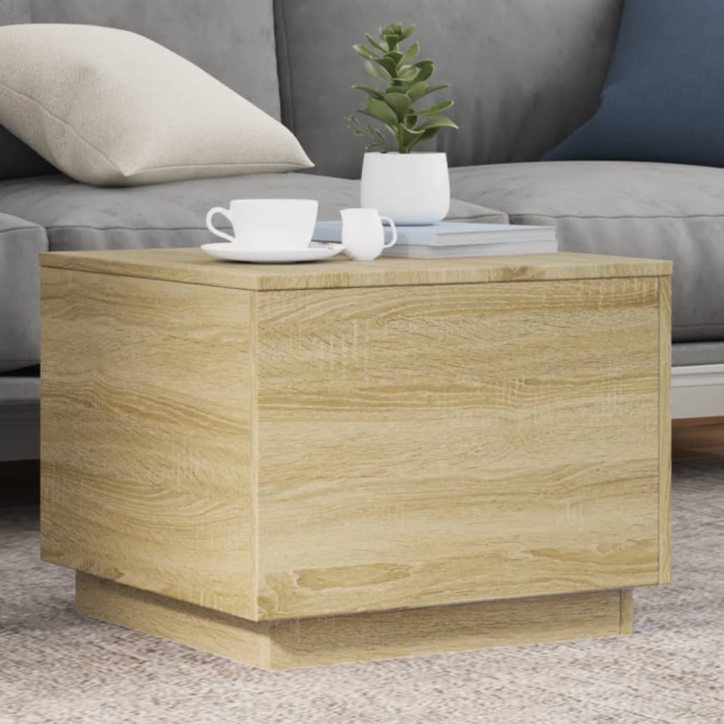 Τραπεζάκι Σαλονιού με LED Sonoma Δρυς 50x50x40 εκ. - Pakobazaar