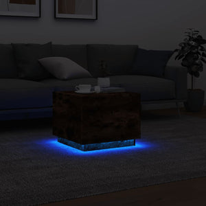 Τραπεζάκι Σαλονιού με LED Καπνιστή δρυς 50x50x40 εκ. - Pakobazaar