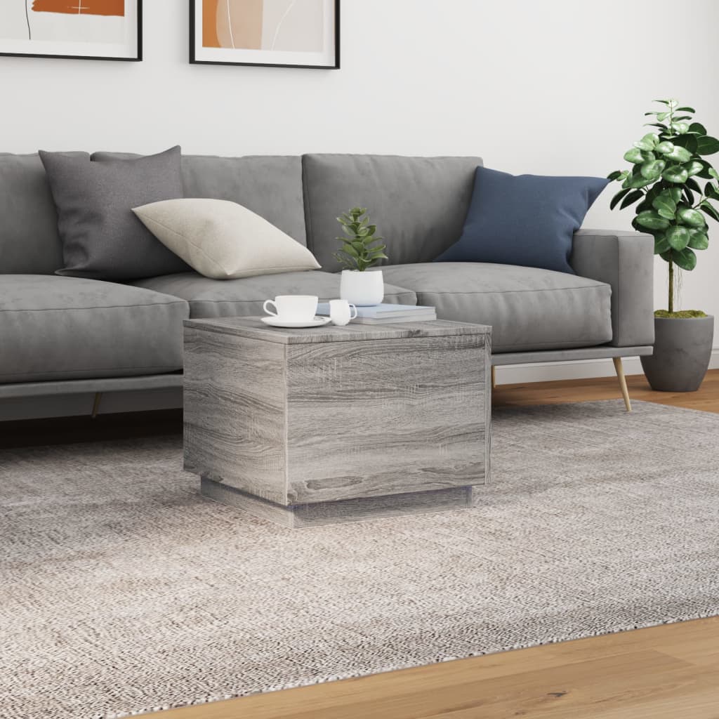 Τραπεζάκι Σαλονιού με LED Γκρι Sonoma 50 x 50 x 40 εκ. - Pakobazaar