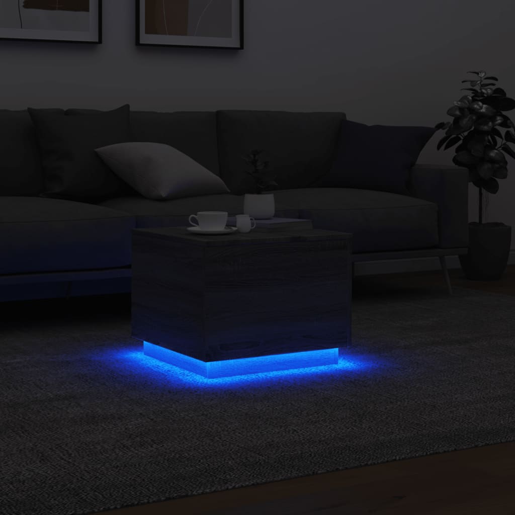 Τραπεζάκι Σαλονιού με LED Γκρι Sonoma 50 x 50 x 40 εκ. - Pakobazaar