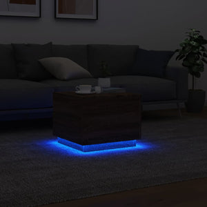 Τραπεζάκι Σαλονιού με LED Καφέ Δρυς 50 x 50 x 40 εκ. - Pakobazaar