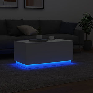 Τραπεζάκι Σαλονιού με LED Λευκό 90 x 50 x 40 εκ. - Pakobazaar