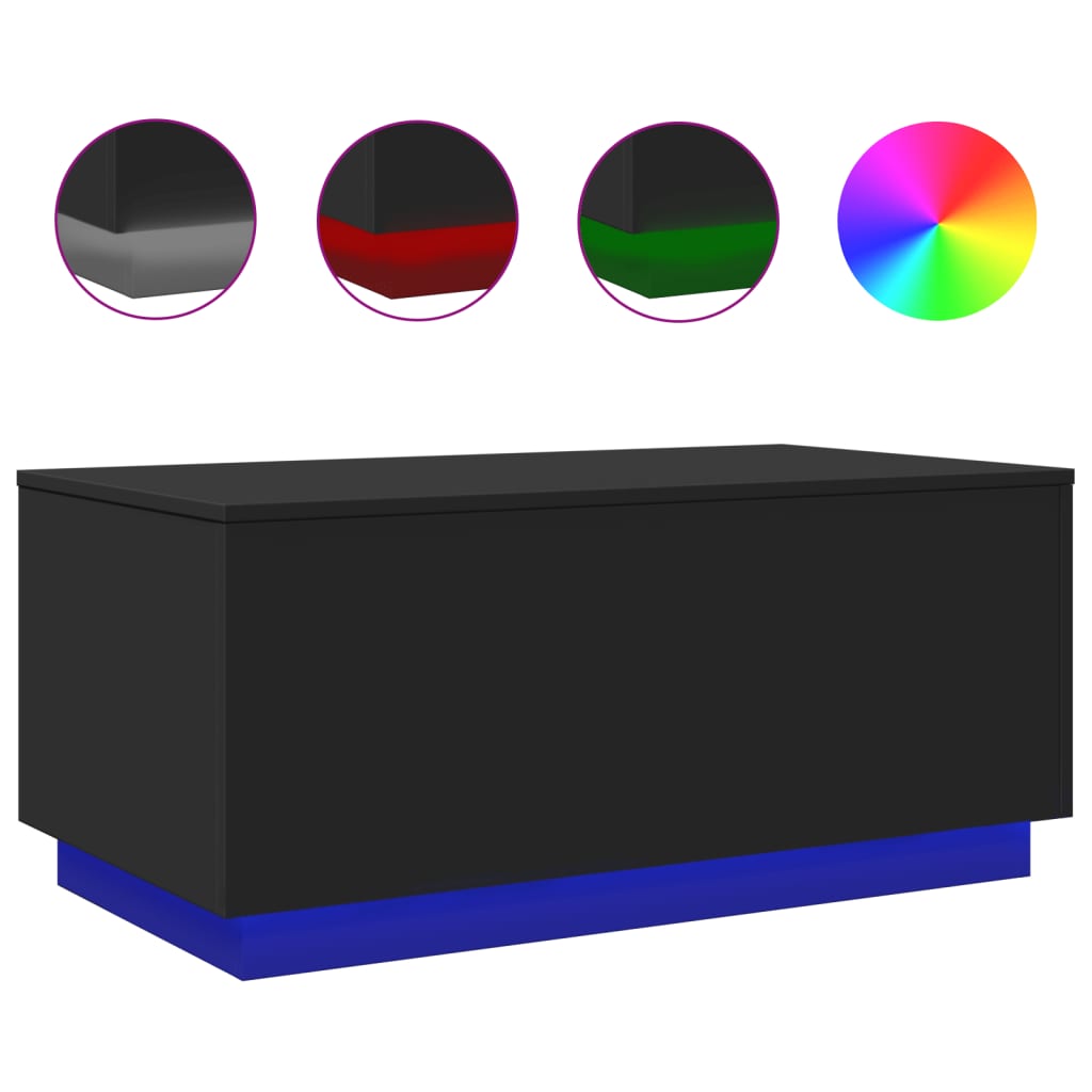 Τραπεζάκι Σαλονιού με LED Μαύρο 90 x 50 x 40 εκ. - Pakobazaar