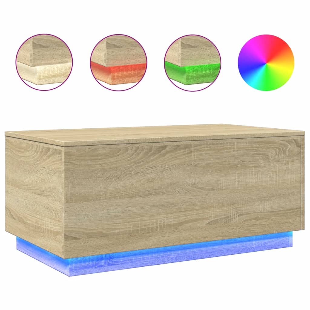 Τραπεζάκι Σαλονιού με LED Sonoma Δρυς 90 x 50 x 40 εκ. - Pakobazaar