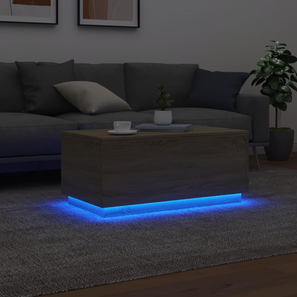 Τραπεζάκι Σαλονιού με LED Sonoma Δρυς 90 x 50 x 40 εκ. - Pakobazaar