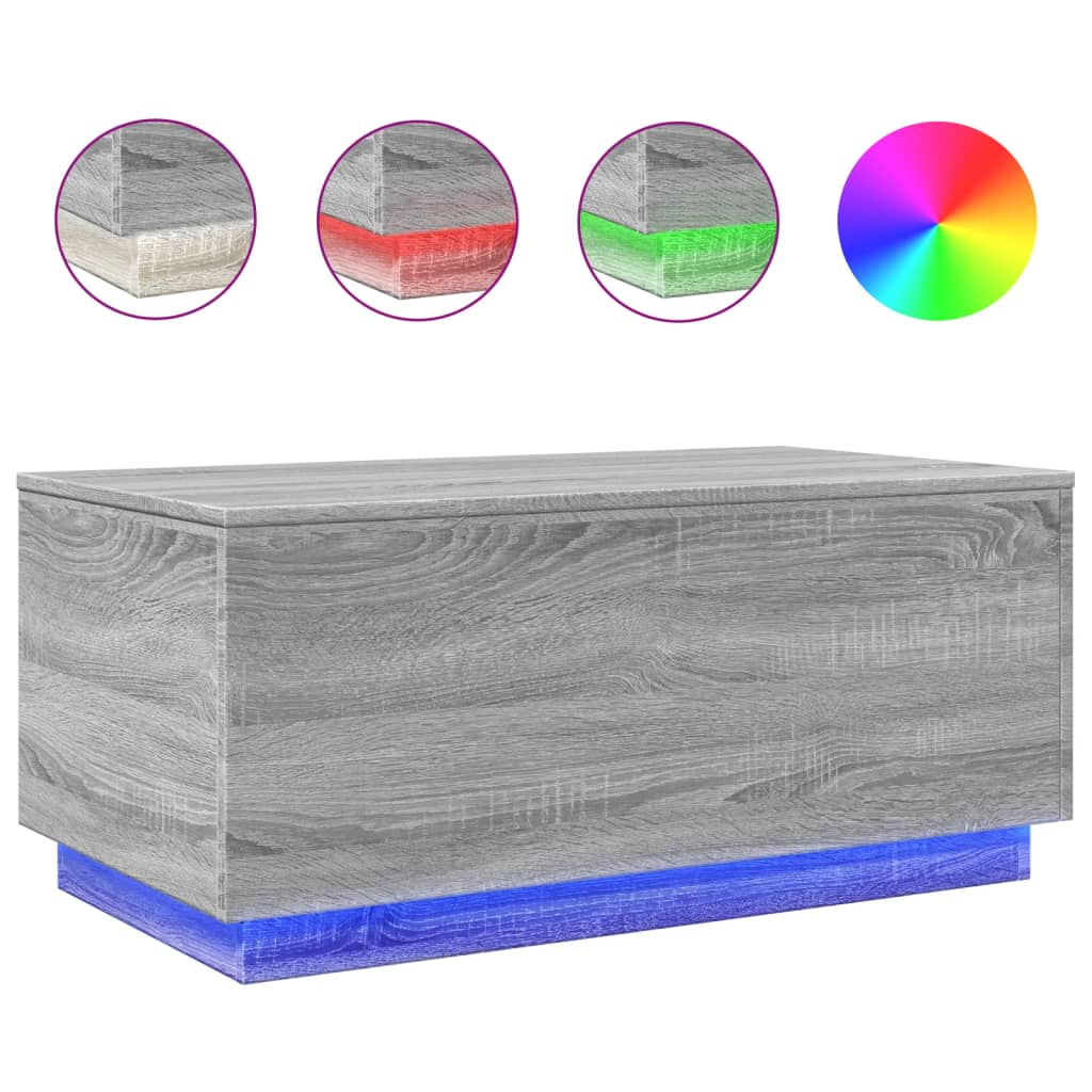Τραπεζάκι Σαλονιού με LED Γκρι Sonoma 90 x 50 x 40 εκ. - Pakobazaar