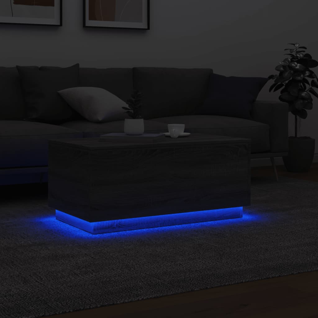 Τραπεζάκι Σαλονιού με LED Γκρι Sonoma 90 x 50 x 40 εκ. - Pakobazaar