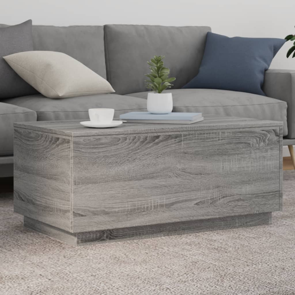 Τραπεζάκι Σαλονιού με LED Γκρι Sonoma 90 x 50 x 40 εκ. - Pakobazaar