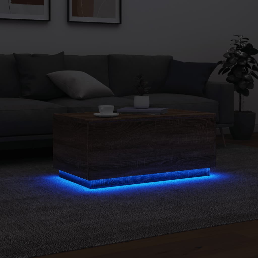 Τραπεζάκι Σαλονιού με LED Καφέ Δρυς 90 x 50 x 40 εκ. - Pakobazaar