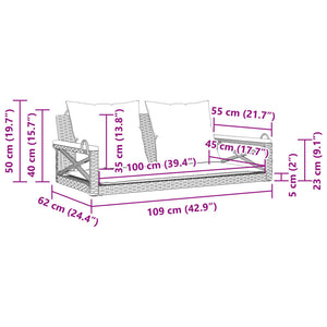 Παγκάκι Κουνιστό Μπεζ 109x62x40εκ. Συνθετικό Ρατάν με Μαξιλάρια - Pakobazaar