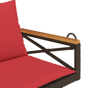 Παγκάκι Κούνια Καφέ 109x62x40 εκ. Συνθετικό Ρατάν με Μαξιλάρια - Pakobazaar