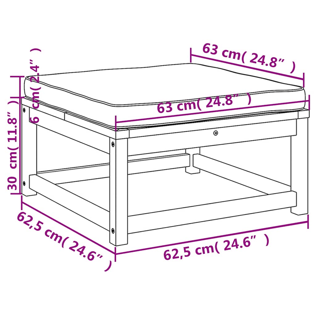 Υποπόδιο Κήπου με Μαξιλάρια από Μασίφ Ξύλο Ακακίας