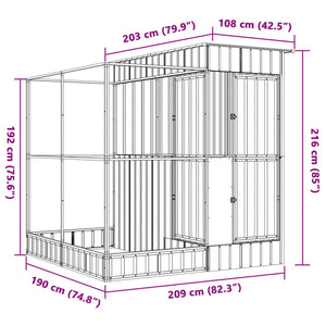 Πτηνοθήκη με Προέκταση Ασημί 209x203x216 εκ. από Ατσάλι - Pakobazaar