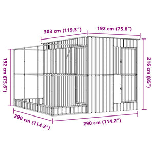 Πτηνοθήκη με Προέκταση Ασημί 290x303x216 εκ. από Ατσάλι