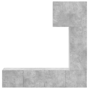 Έπιπλα Τηλεόρασης Τοίχου 5 τεμ. Γκρι Σκυροδέματος Επεξ. Ξύλο