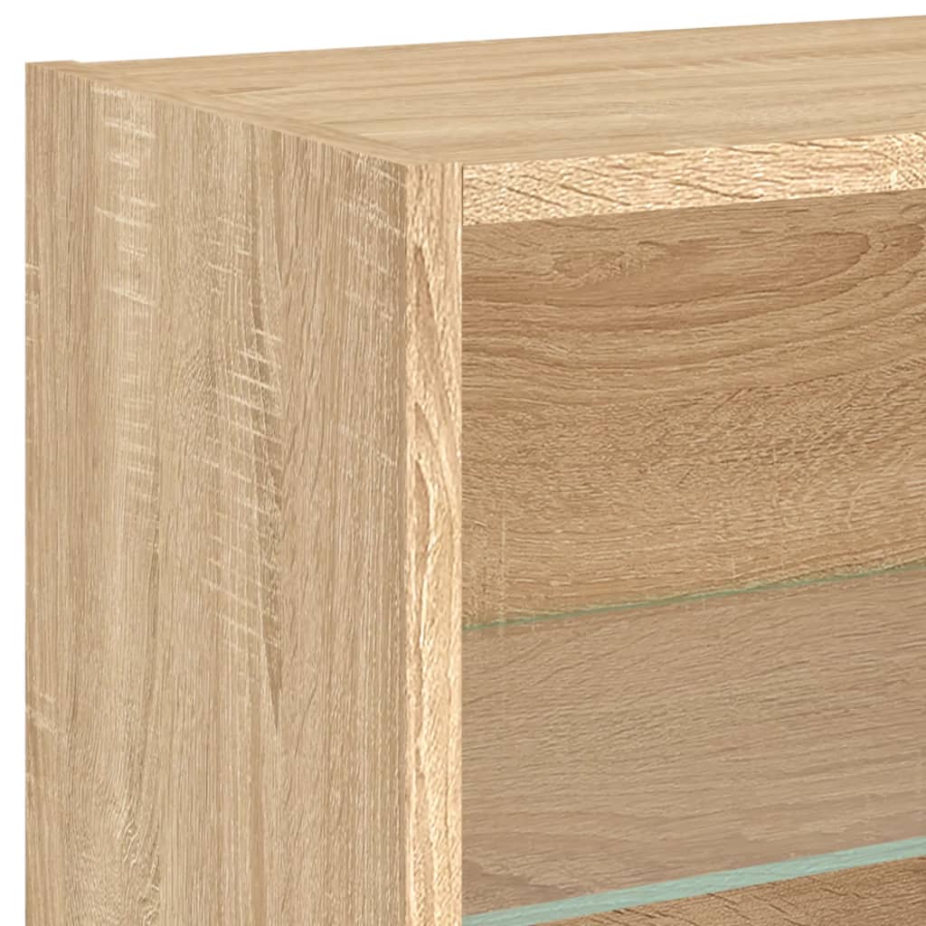 Έπιπλα Τοίχου Τηλεόρασης 5 τεμ. LED Sonoma Δρυς από Επεξ. Ξύλο - Pakobazaar