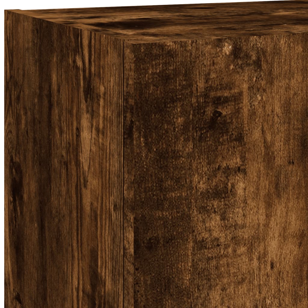 Έπιπλα Τοίχου Τηλεόρασης 5 τεμ LED Καπνιστή Δρυς από Επεξ. Ξύλο - Pakobazaar