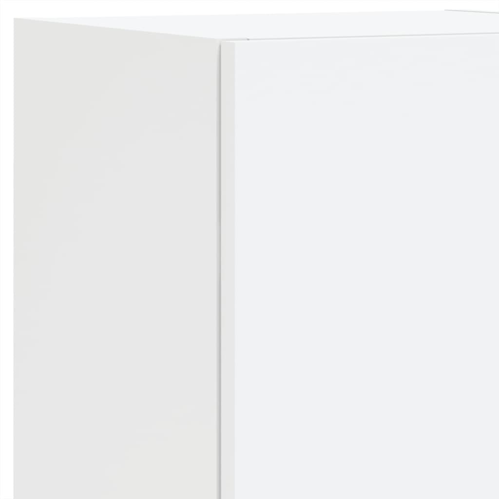 Ντουλάπια Τηλεόρασης Τοίχου Σετ 8 τεμ. με Φώτα LED Λευκά - Pakobazaar